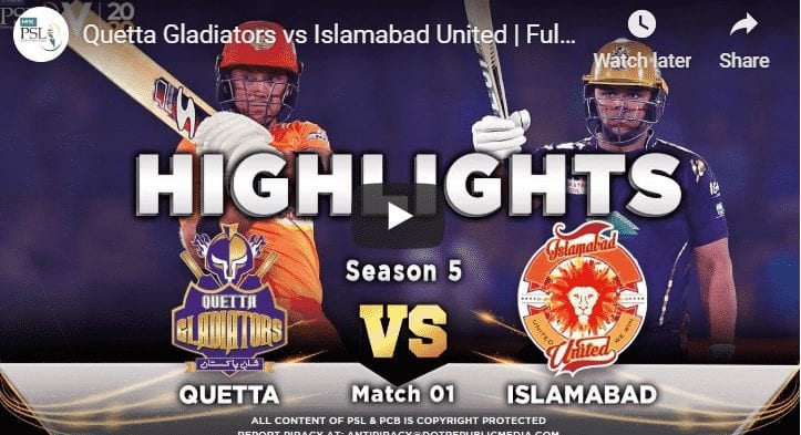 Quetta Gladiators vs Islamabad United