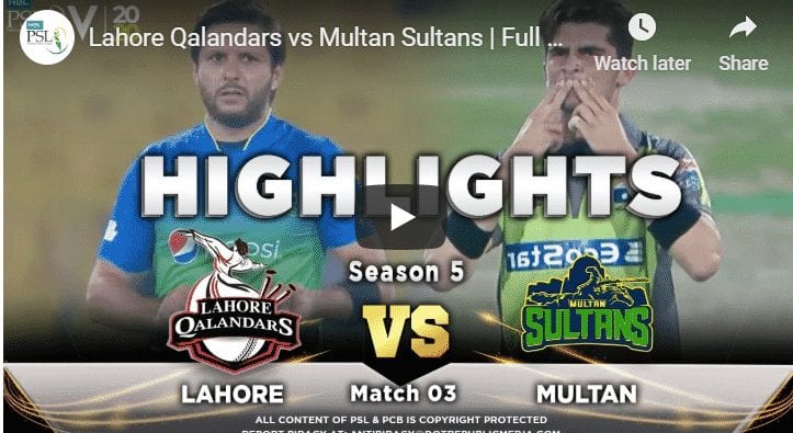 Lahore Qalandars vs Multan Sultans