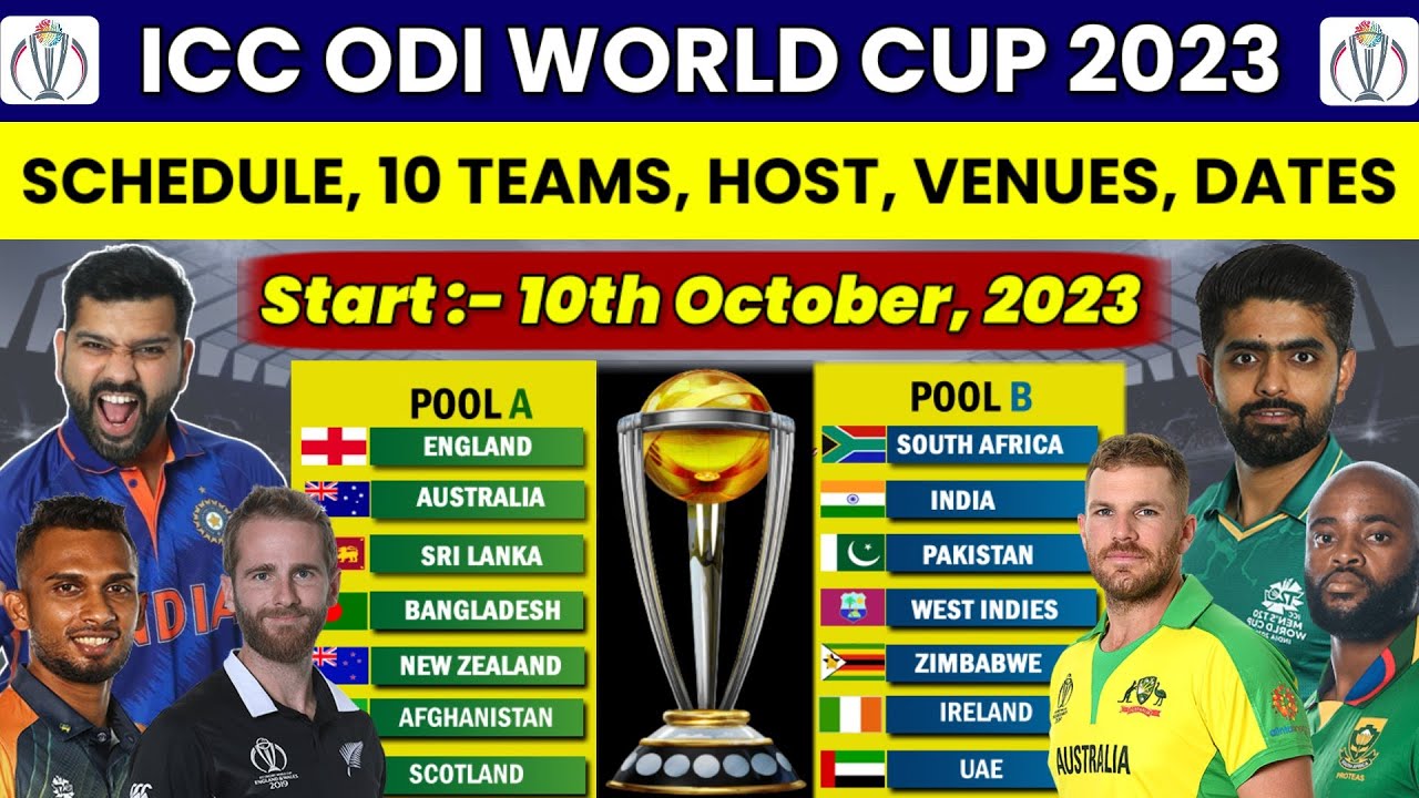 ICC Cricket World Cup 2023 Schedule, Fixtures, Time Table, Points Table,  ODI Match Dates, Venues, Live Score, and Teams | Pakistan Networks
